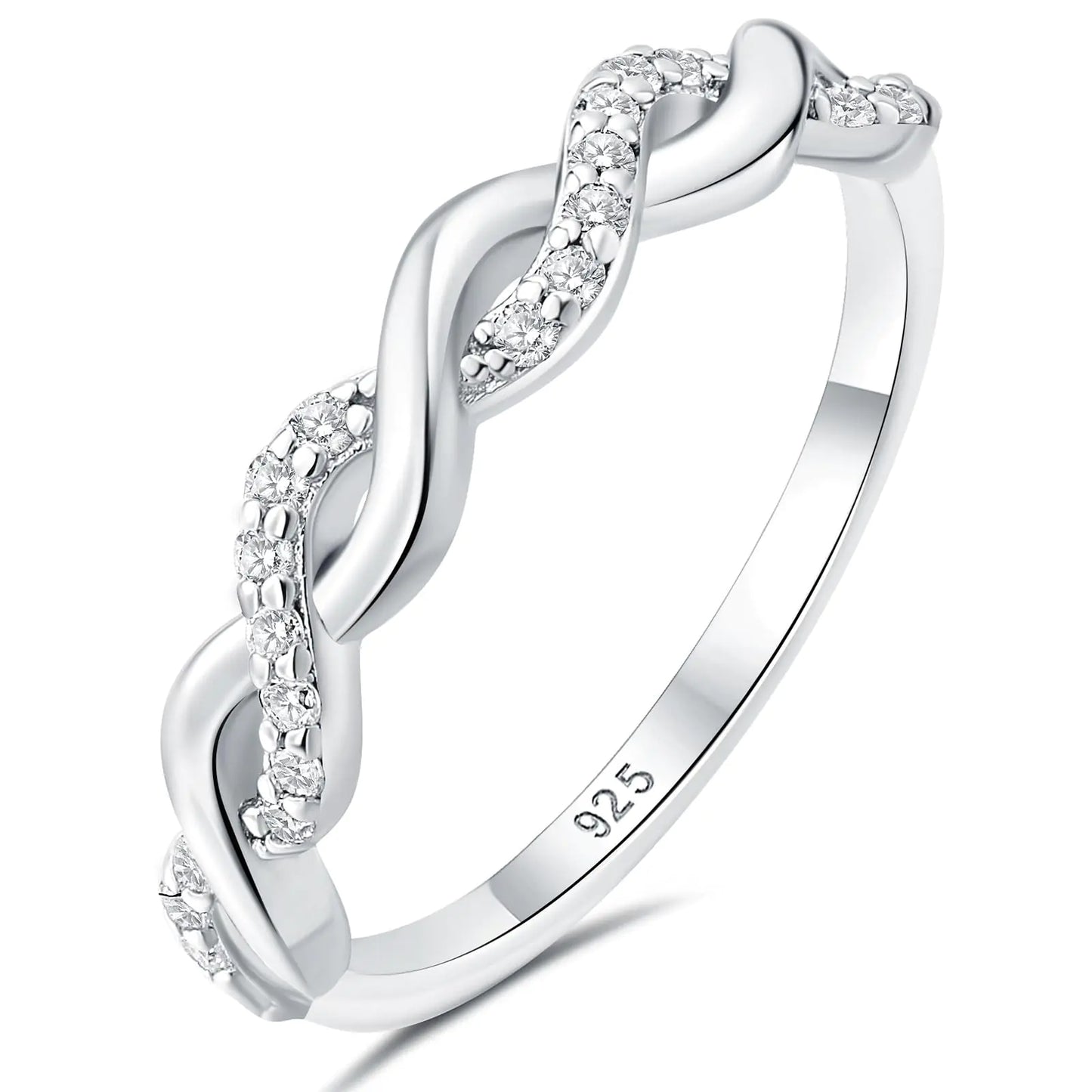 Sterling Silver Moissanite Eternity Band Ring – Round Cut, Size 6