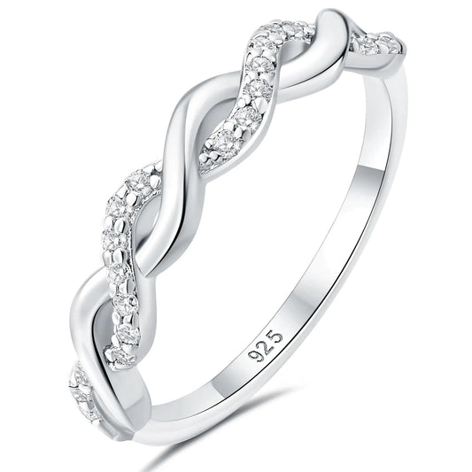 Sterling Silver Moissanite Eternity Band Ring – Round Cut, Size 6